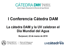 La Càtedra DAM organitza una conferència amb motiu de la celebració del Dia Mundial de l'Aigua